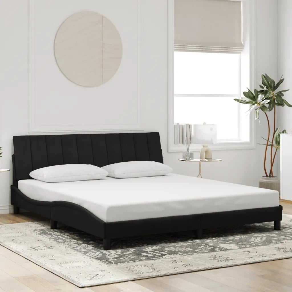 Giroletto con LED senza Materasso Hanko Nero 180x200 cm in Velluto 3213795
