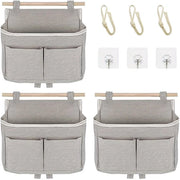 Organizzatore per parete in tessuto pieghevole, capacità alta, 3 pezzi, 3 contenitori con adesivo per ufficio, casa, stanza da letto, bagno (grigio)