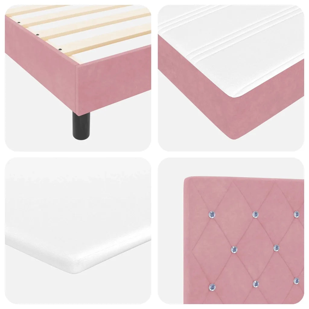 Letto a molle con materasso Rosa 80 x 200 cm Velluto 3339073