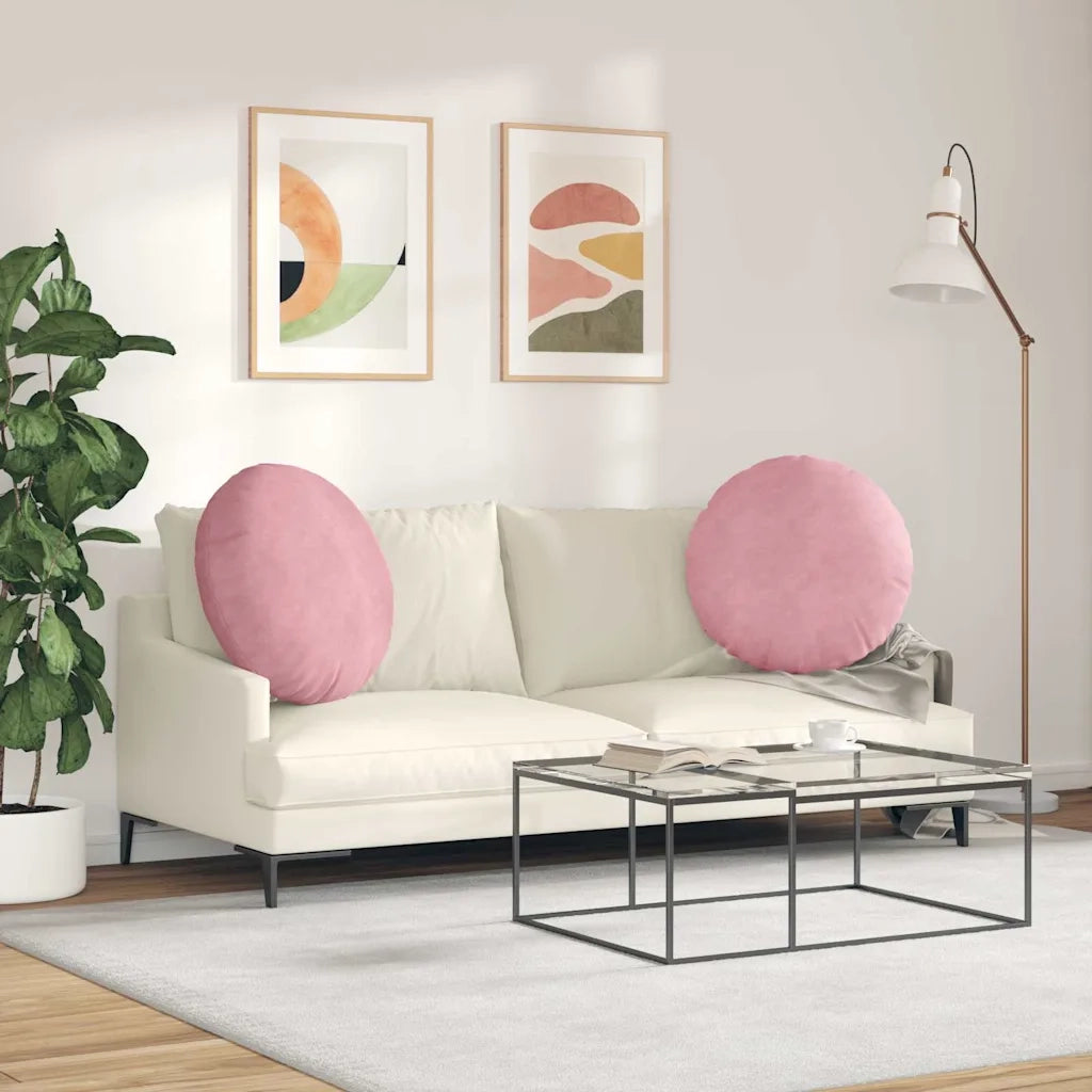 Cuscini per Seduta 2 pcs Rosa Ø60 x 21 cm Velluto 42014215