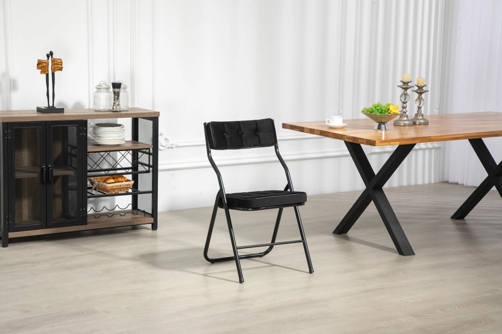 Sedie Pieghevoli con Cuscino Set 2 Pezzi ¨C MINIMAL ¨C Nero, Imbottite, Pieghevoli