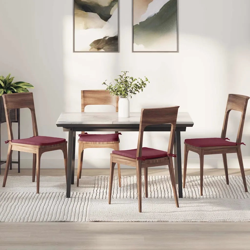 Cuscini per Seduta 4 pcs Rosso Vino 40 x 40 x 3 cm Tessuto 42015192