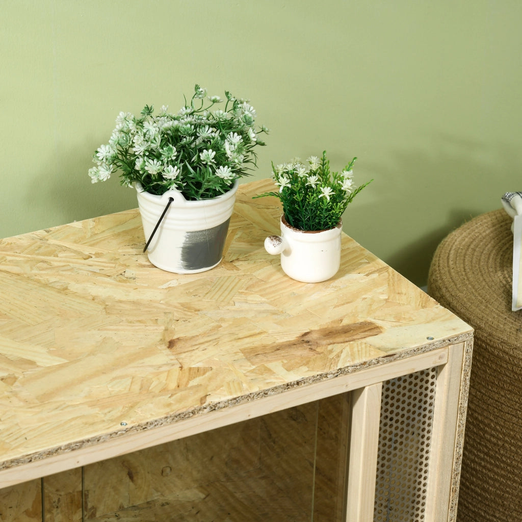 Terrario in legno per rettili con porta scorrevole in vetro ¨C Minimal ¨C 80x40x40 cm naturale