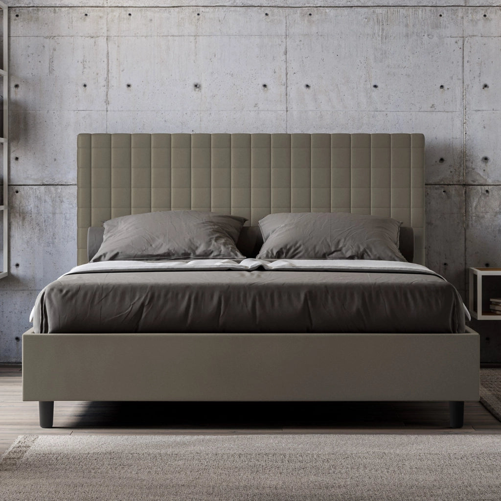 BS COM Letto matrimoniale senza rete imbottito 160x190 similpelle cappuccino