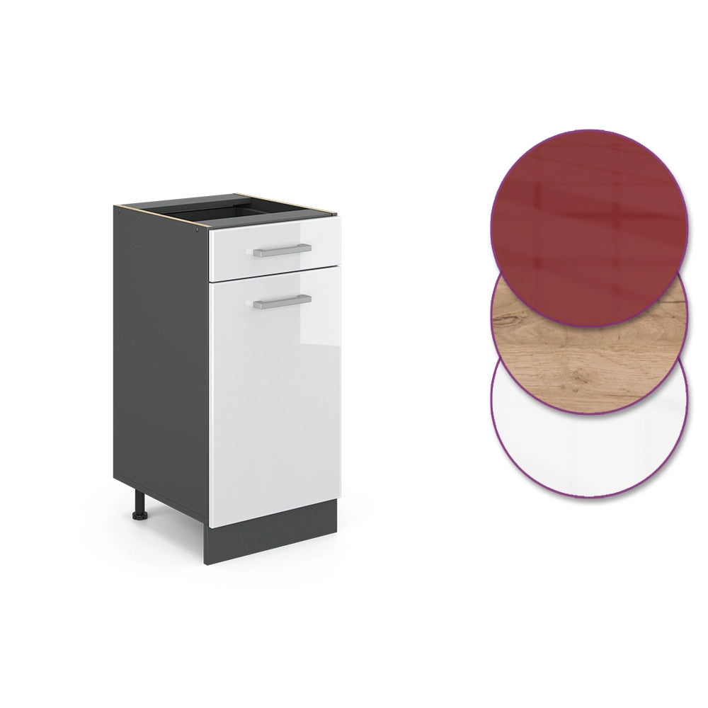 Vicco Mobiletto base per cucina Bianco lucido 40 cm PL Marmo