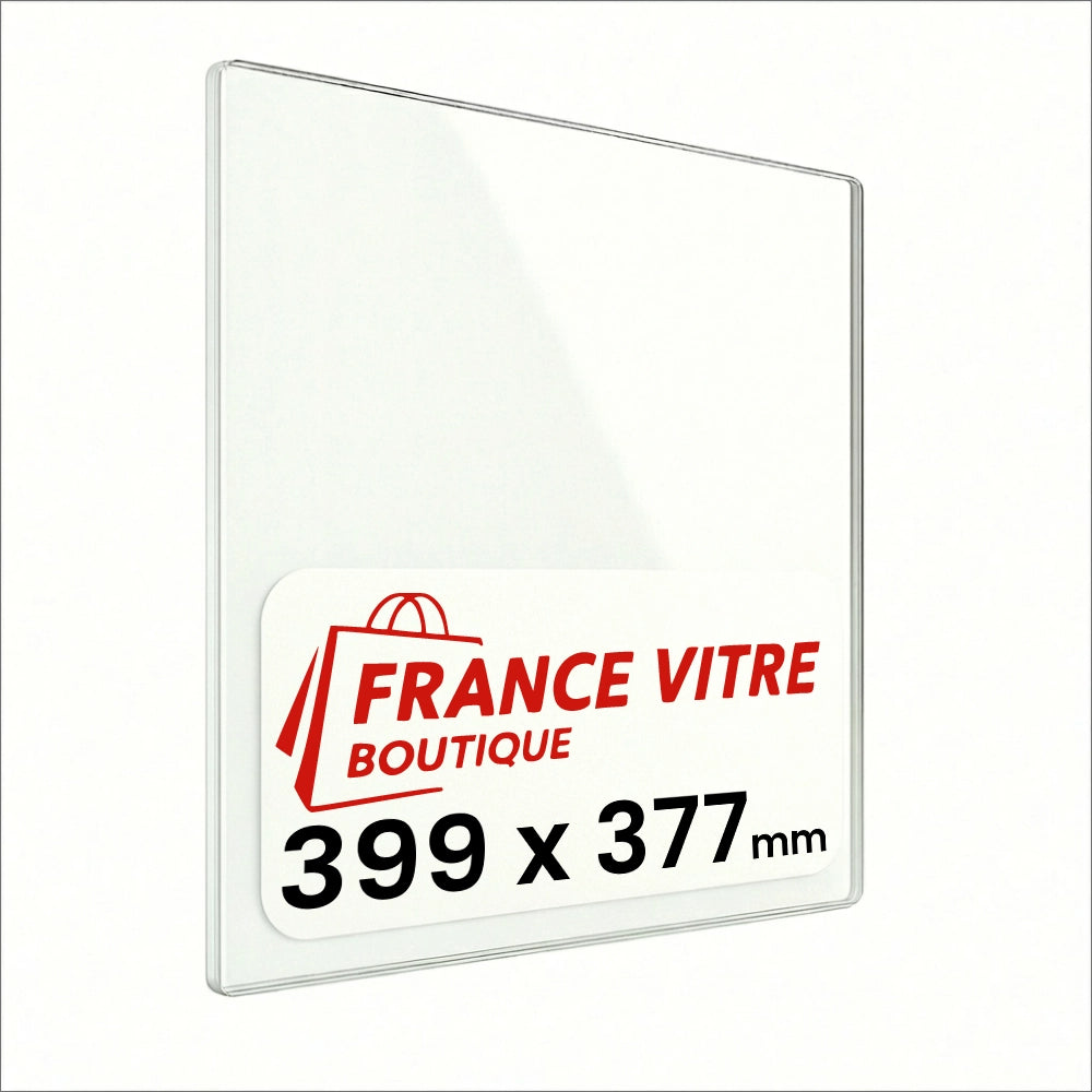 399 x 377 x 4 mm - Vetro per stufa a legna - vetro camino di ricambio - vetro per caminetto resistente al fuoco - France Vitre