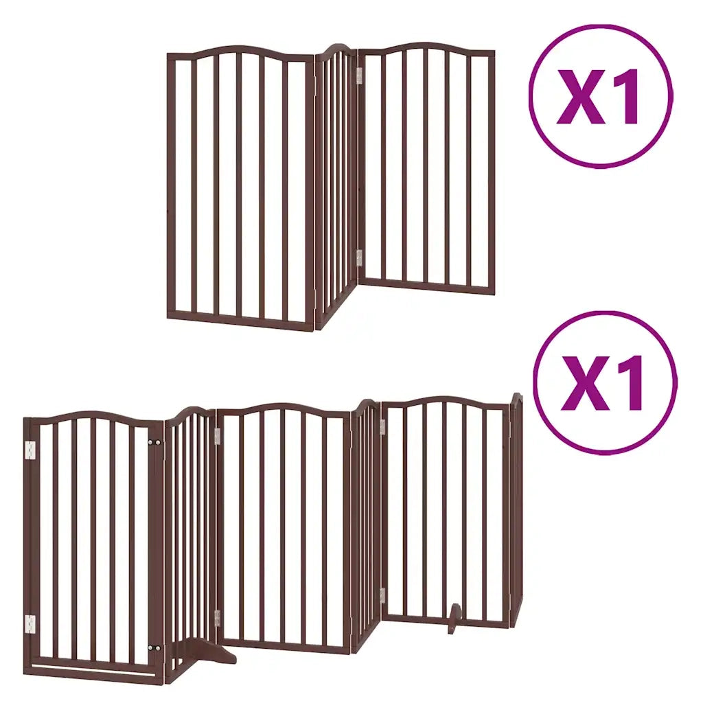 Cancello Cani Porta Pieghevole Marrone 9 Pannelli 450cm Pioppo 3155606