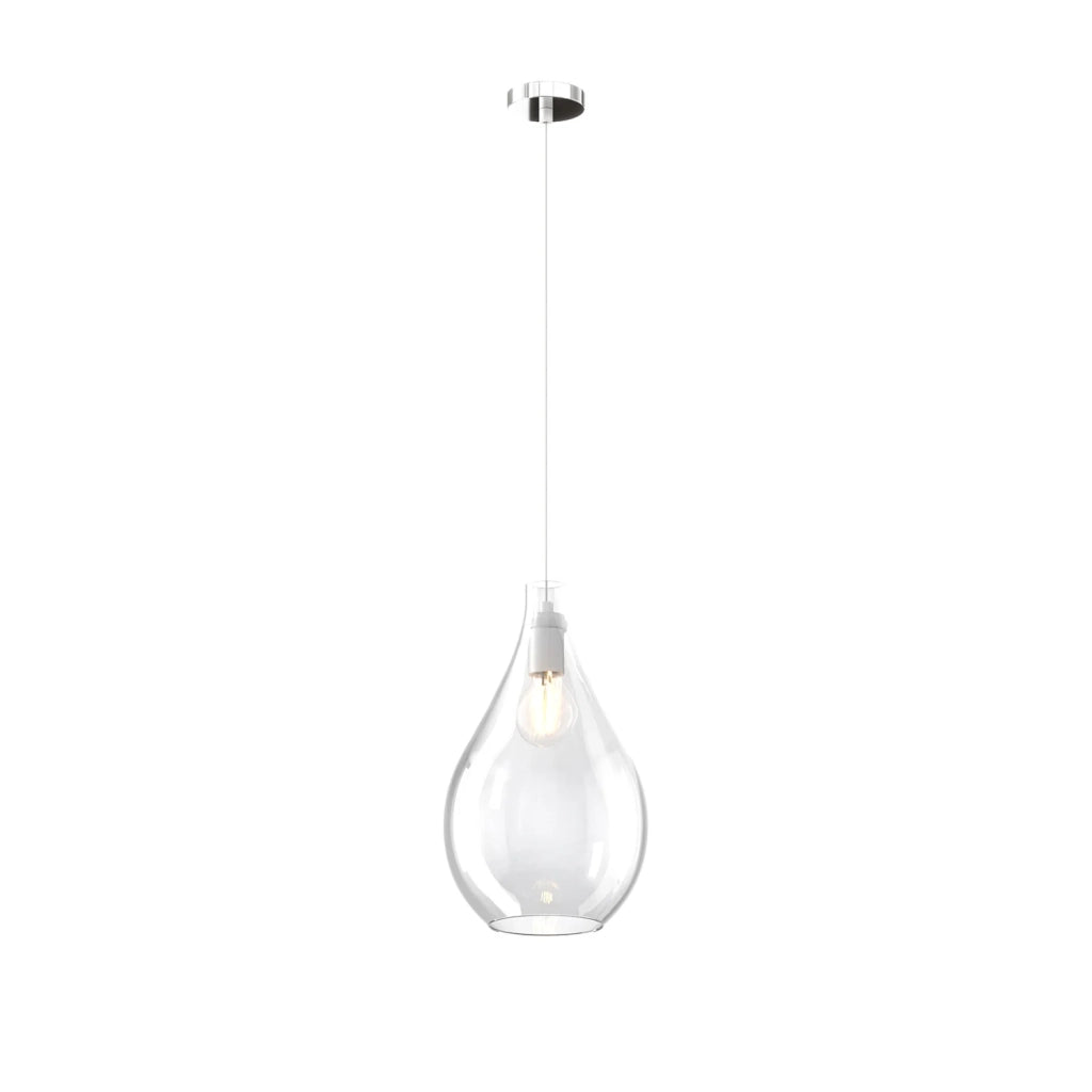 Lampadario Contemporaneo Drop 2.0 Metallo Cromo Vetro Medio Trasp 1 Luce E27