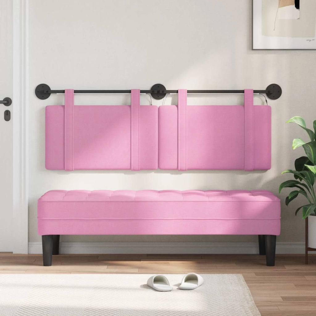 Testiera sospesa Con luce LED Rosa Tessuto 3423917
