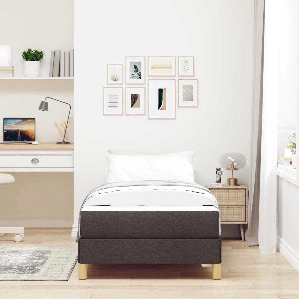 Letto a molle con materasso Marrone Scuro 100 x 200 cm Tessuto 3398545