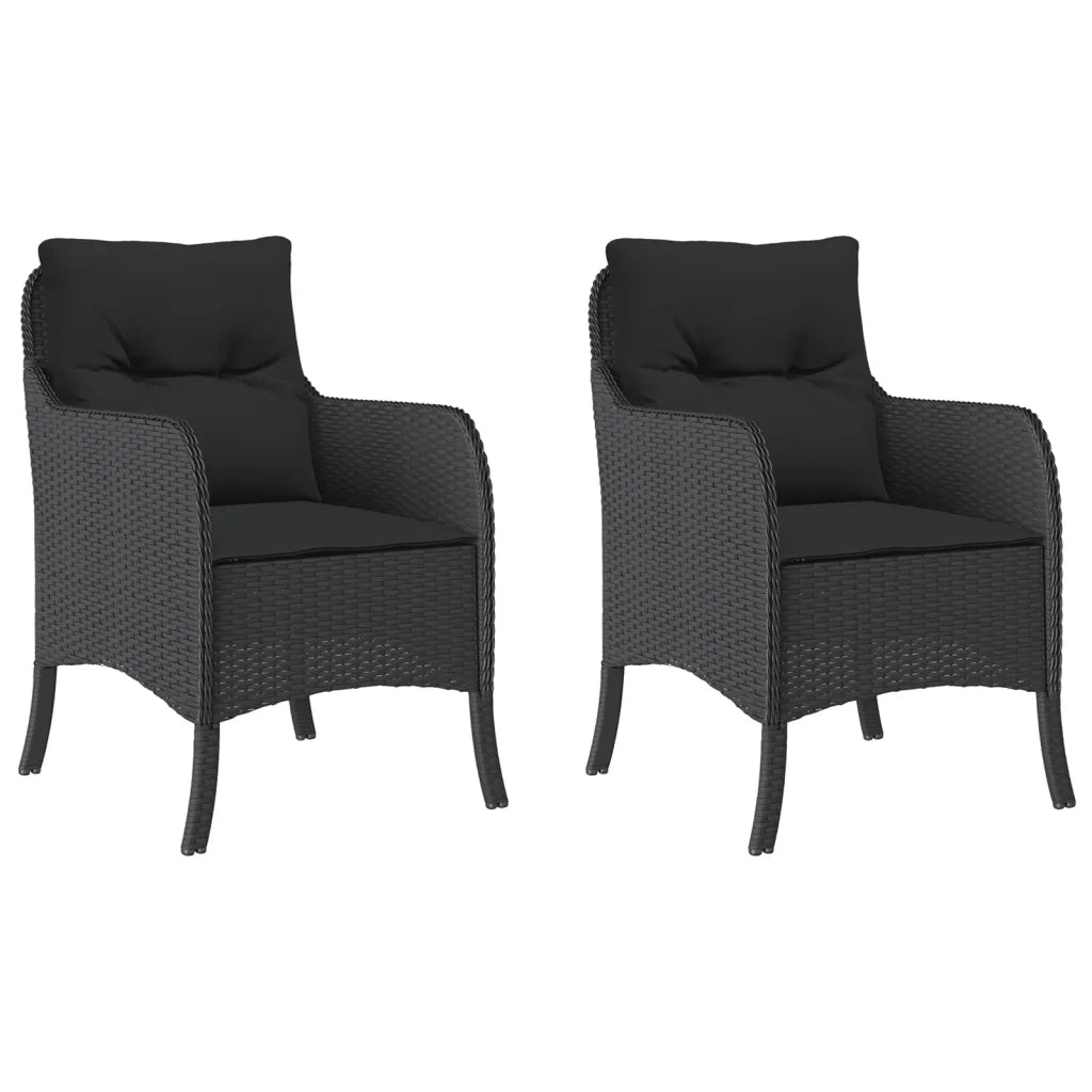 Sedie da Giardino con Cuscini 2 pz Nere in Polyrattan 365145