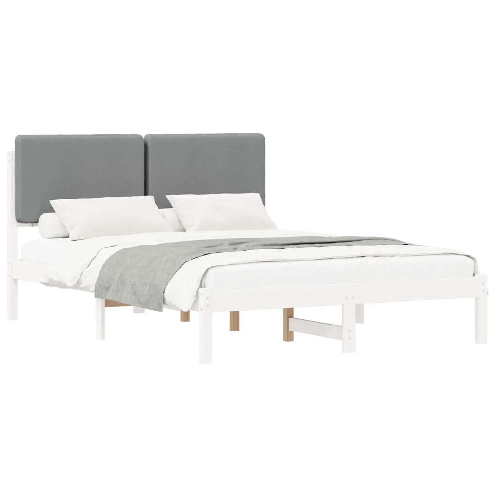 Letto con Testiera Rivestita Grigio chiaro 140 x 200 cm