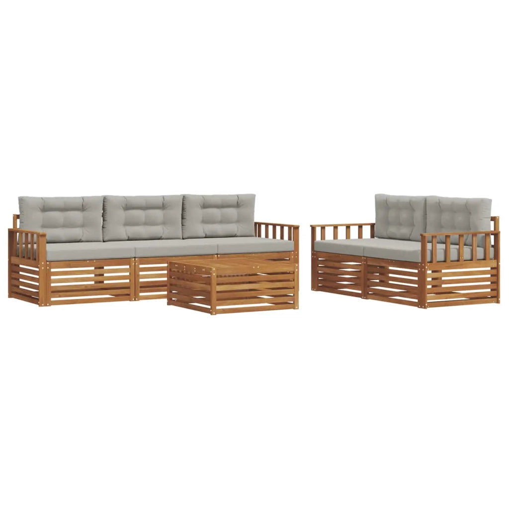 Set di divani da esterno 6 pcs Grigio Naturale e Chiaro 3373011