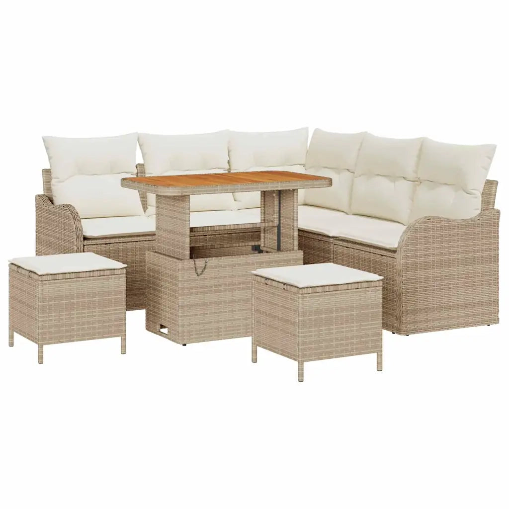 Set Divano da Giardino con cuscino 8 pcs Beige e Crema 3364216
