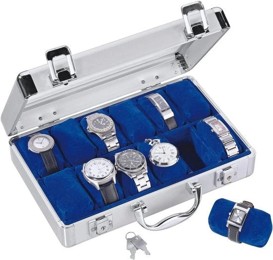 Orologio da Parete per 12 Pezzi - Telaio in Velluto Grigio chiaro - Coperchio in Vetro