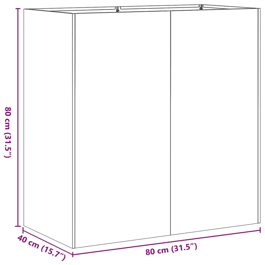 Fioriera Nera 80x40x80 cm in Acciaio Laminato a Freddo 860710