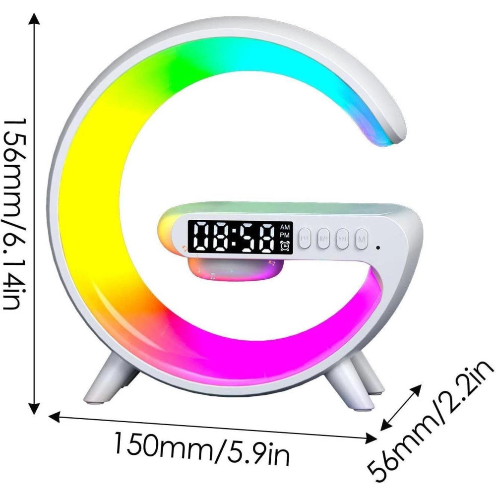 Trade Shop - Lampada A Forma Di G Multicolor Con Cassa Speacker E Caricabatteria Ad Induzione -