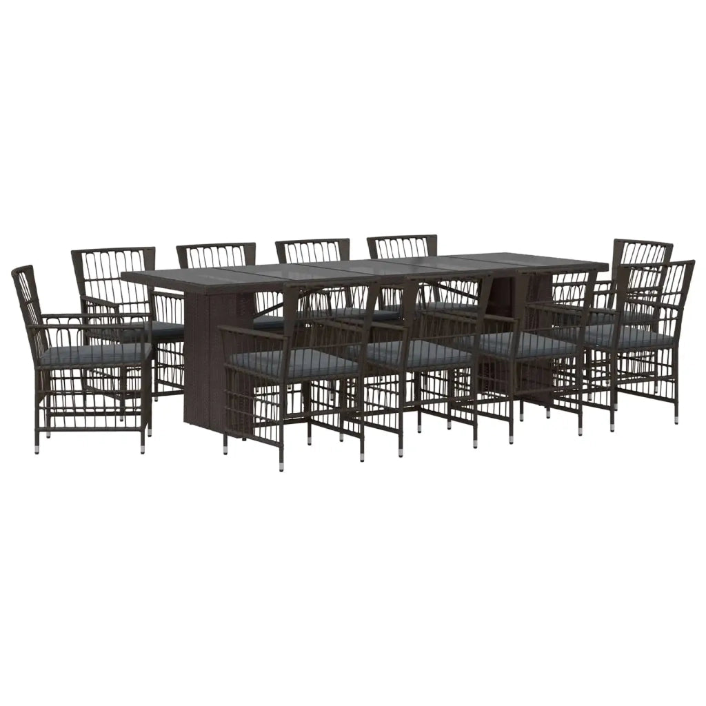 Set da pranzo per esterni 11 pz Nero polyrattan 3448945