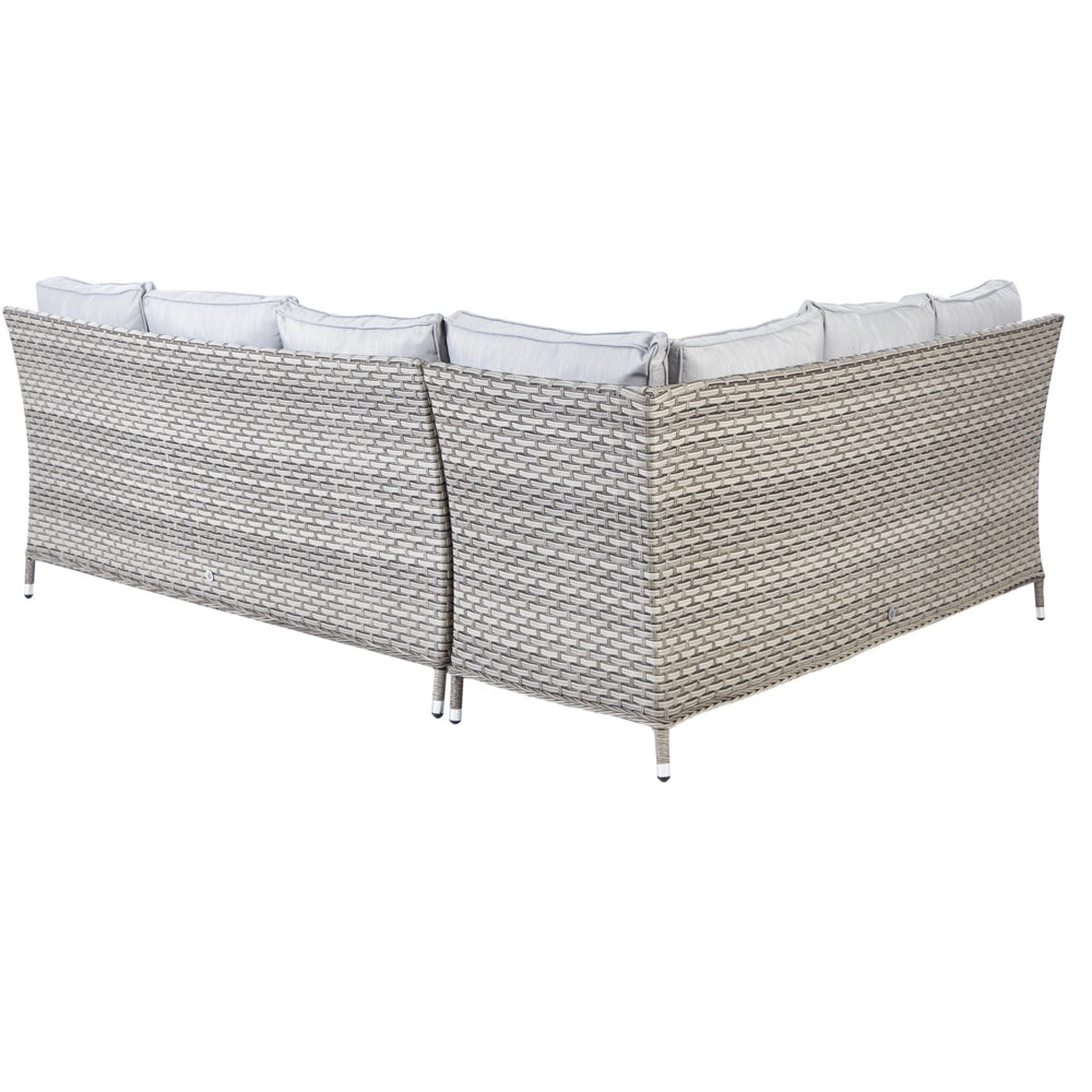 Set di divani da giardino in rattan PE a 9 posti, grigio, con tavolo e pouf cuscini grigi