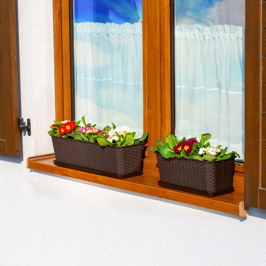 Vaso da fiori per balcone KADAX da 60 cm con supporto marrone