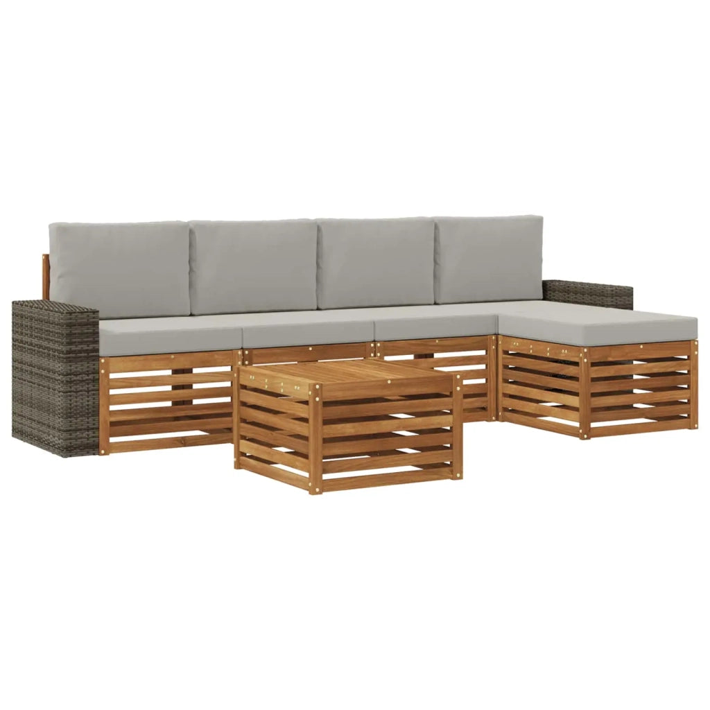Set di divani da esterno 6 pcs Naturale e Grigio Chiaro 3384277