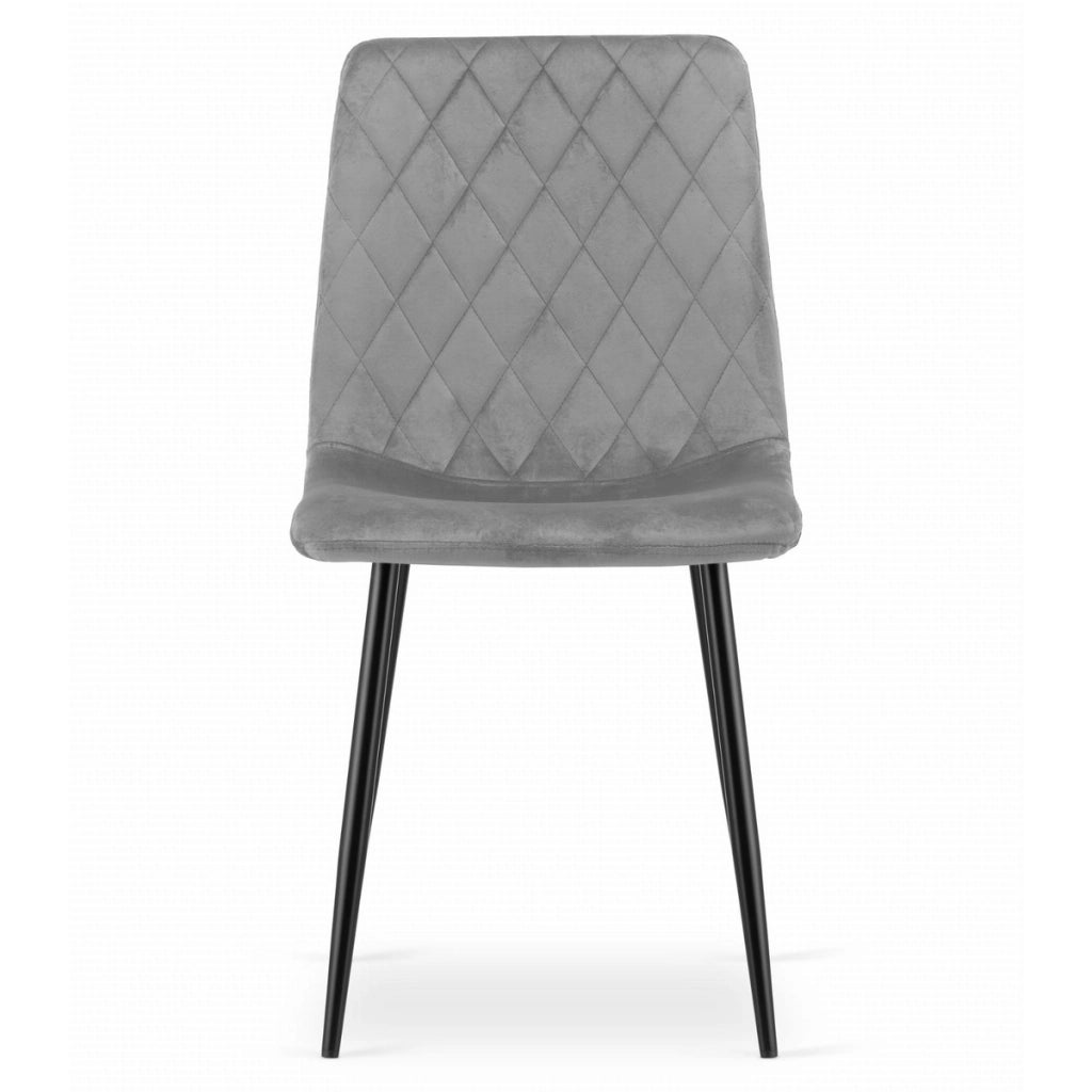 Sedia Turin in velluto grigio chiaro con gambe nere