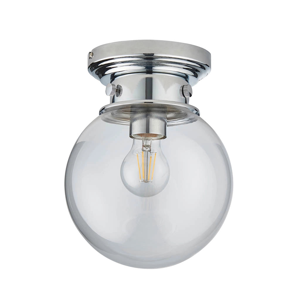 Plafoniera bagno minimal sfera vetro cromo E27 IP44