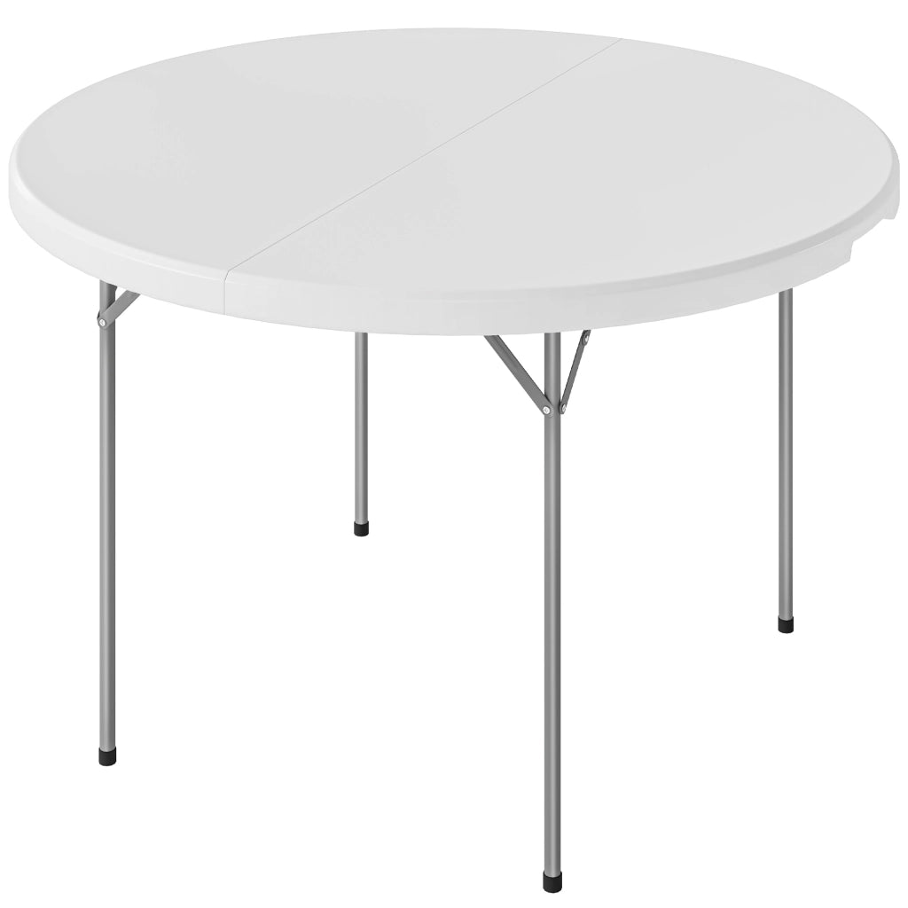 Tavolo Pieghevole Rotondo in Metallo e HDPE ¨C Minimal ¨C Bianco 120x120x74 cm