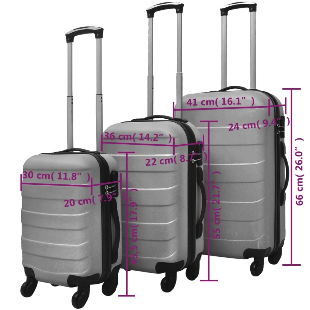 Set Trolley Rigidi 3 pz Argento 45,5/55/66 cm cod mxl 48353