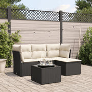 Set Divani da Giardino 5 pz con Cuscini in Polyrattan Nero 3217546
