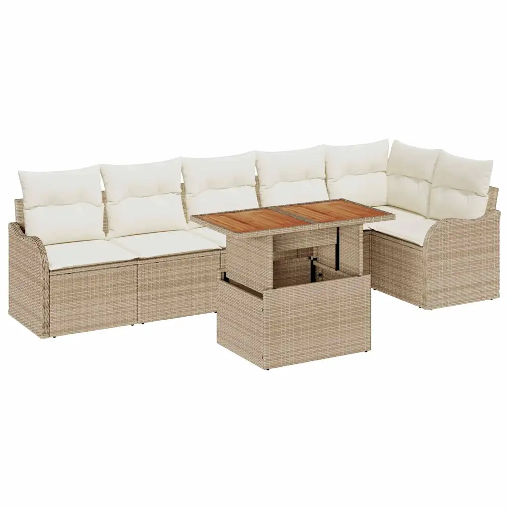 Set Divano da Giardino 7 pcs Beige Poly Rattan 3358206