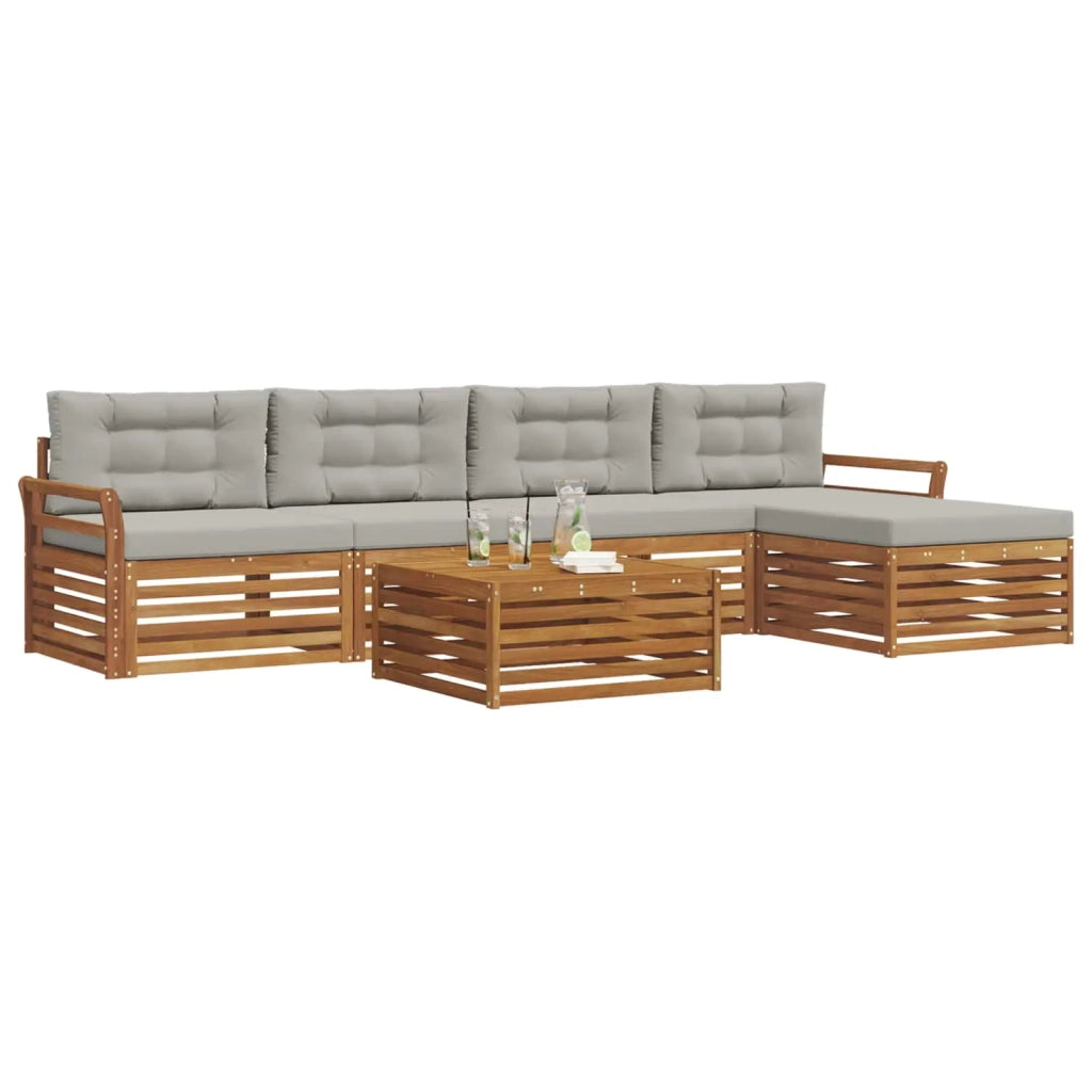 Set di divani da esterno 6 pcs Grigio Naturale e Chiaro 3373341