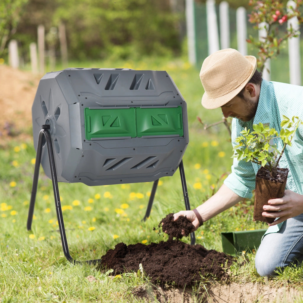 COMPOSTER 160L a 2 camere in acciaio grigio