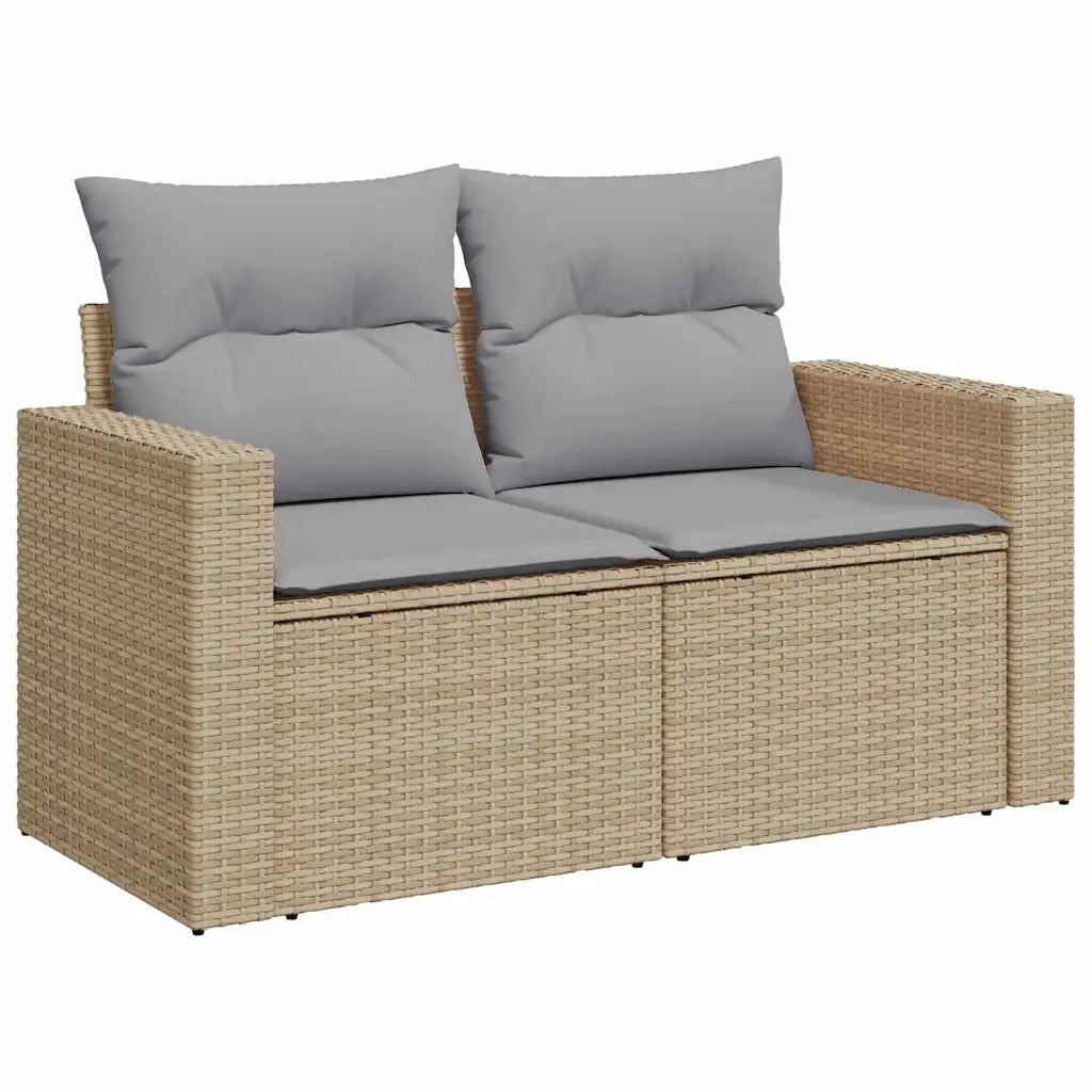 Set Divano da Giardino 9 pcs Beige polyrattan