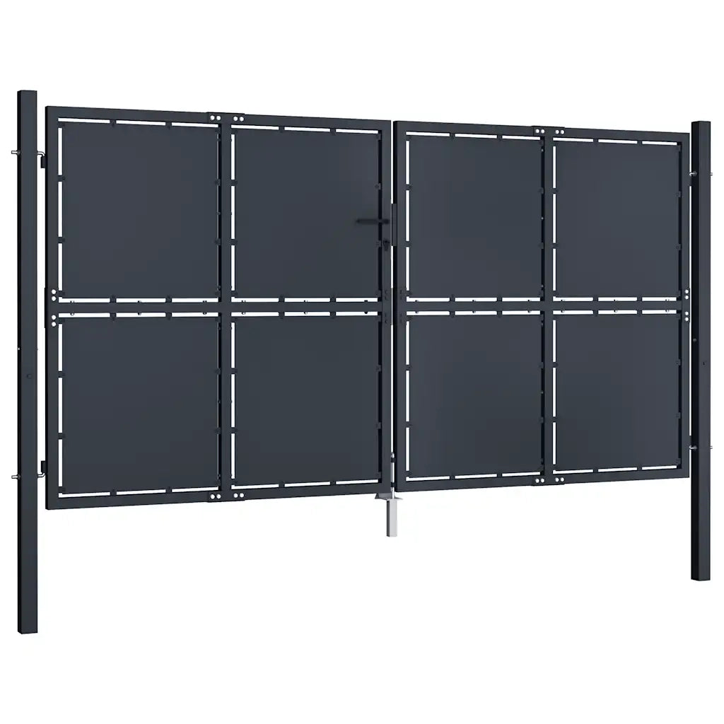 Cancello da Giardino in Acciaio 300x200 cm Antracite 144528