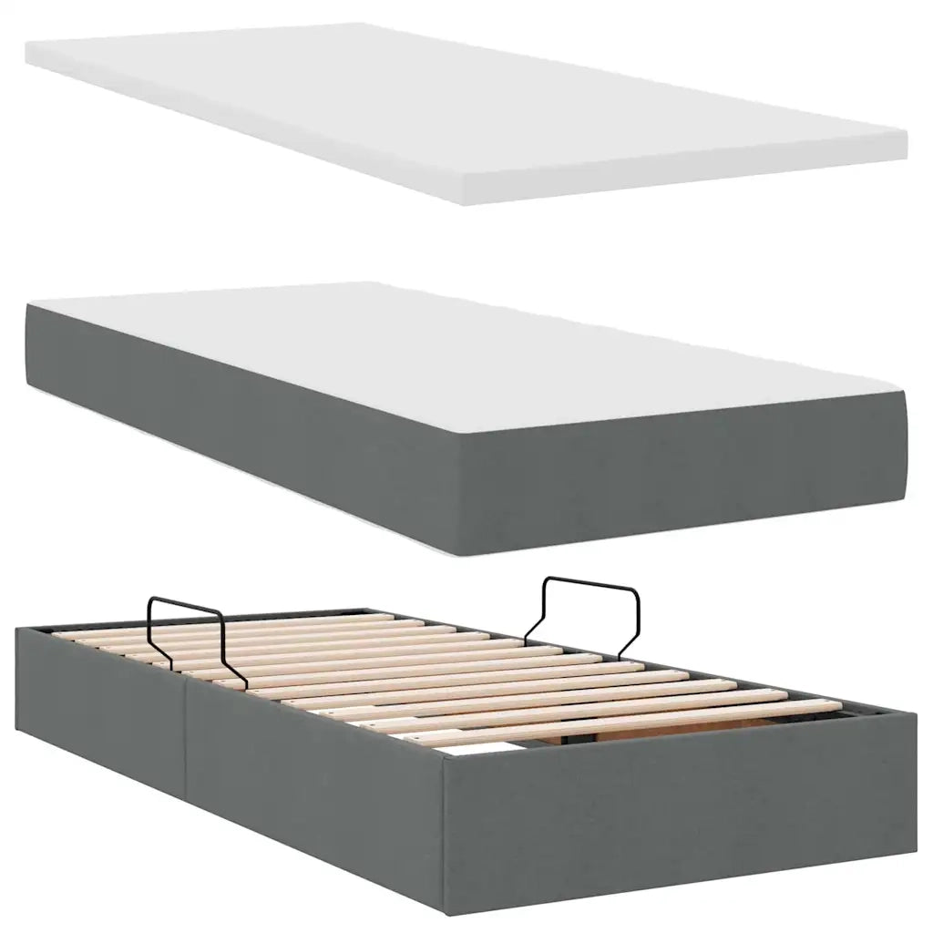 Letto con contenitore e materasso Grigio scuro 90 x 200 cm 3370201