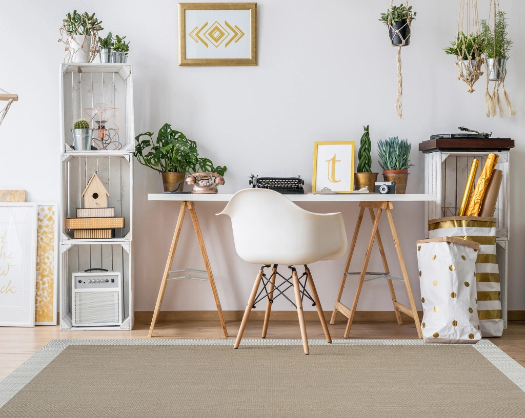 Tappeto vinilico di alta qualità taupe-bianco 200x290