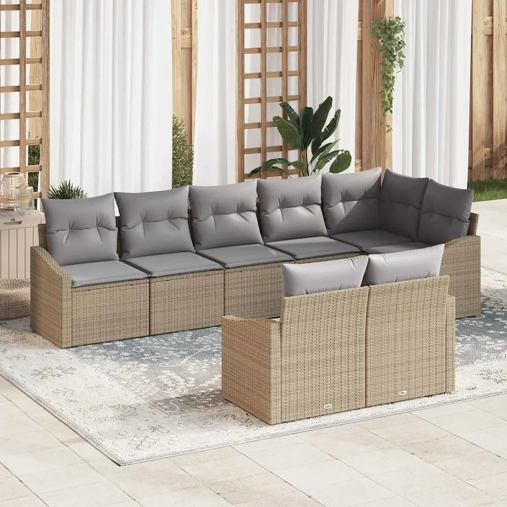 Set Divano da Giardino 8 pcs Beige e Grigio Chiaro polyrattan