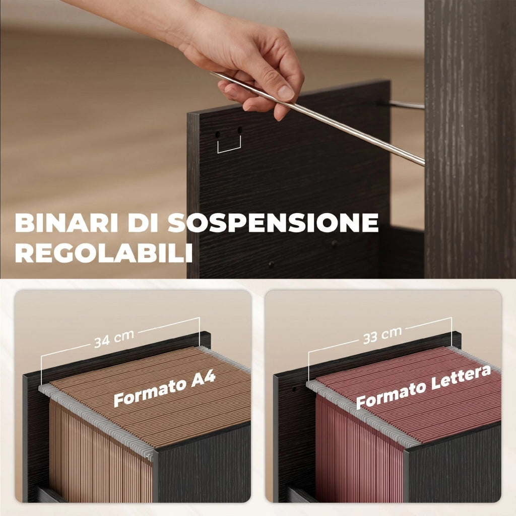 Scrivania per Computer con Cassetti e Ripiani ¨C Xylo ¨C Legno e Acciaio Nero 120x52x76 cm