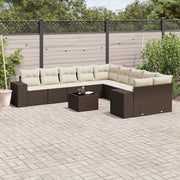 Set Divani da Giardino 11 pz con Cuscini Polyrattan Marrone 3255460
