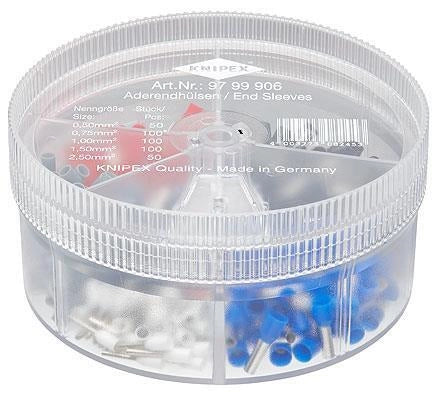 Knipex 97 99 906 Assortimento Terminali a Bussola Preisolati 400 pezzi 0,5 2,5 mm² Codice Colore DIN Scatola Dispenser Trasparente