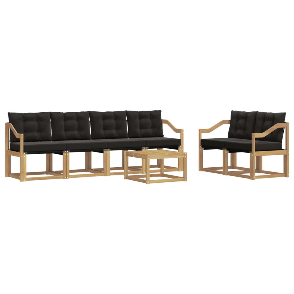 Set di divani da esterno con cuscino 7 pcs Bianco e Nero 3389246