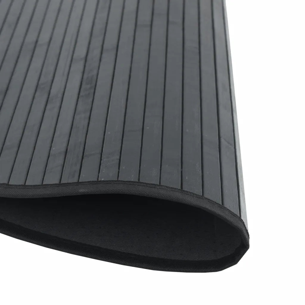 Tappeto Rotondo Nero 80 cm in Bambù 376978