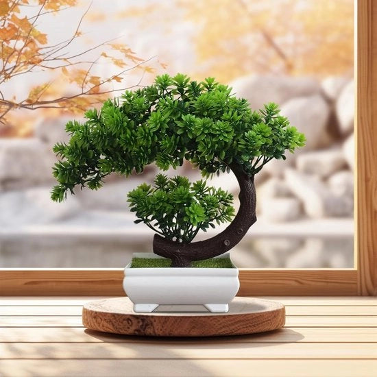 Bonsai Artificiale - Realistico - 1 pezzo - Verde - Plastica