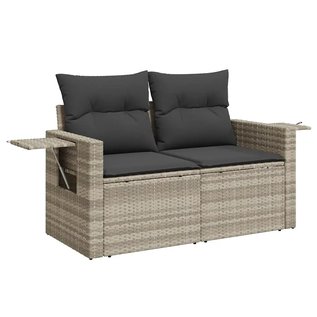 Set Divano da Giardino 9pz con Cuscini Grigio Chiaro Polyrattan 3219951