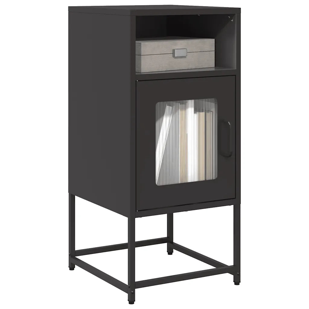Comodino Nero 36x39x78 cm in Acciaio Laminato a Freddo 853410