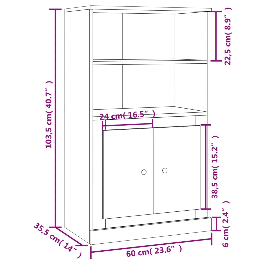 Credenza Grigio Cemento 60x35,5x103,5 cm in Legno Multistrato 816316