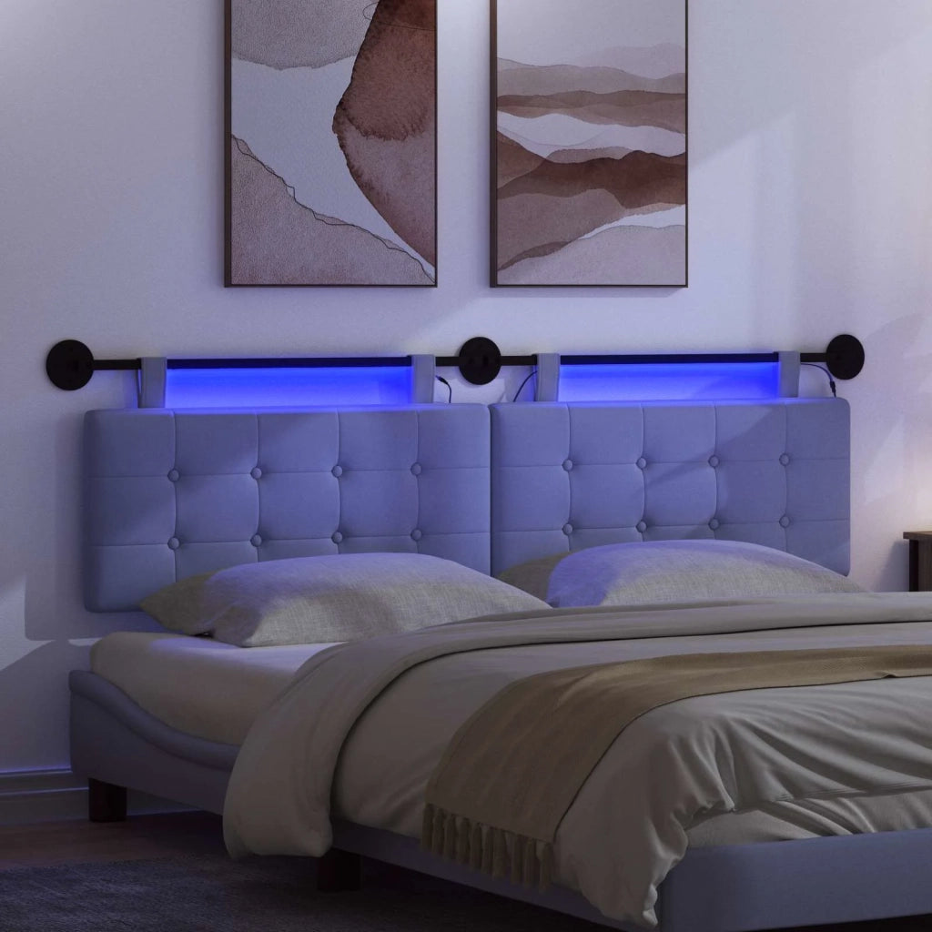 Testiera sospesa Con luce LED Blu jeans Tessuto 3424461