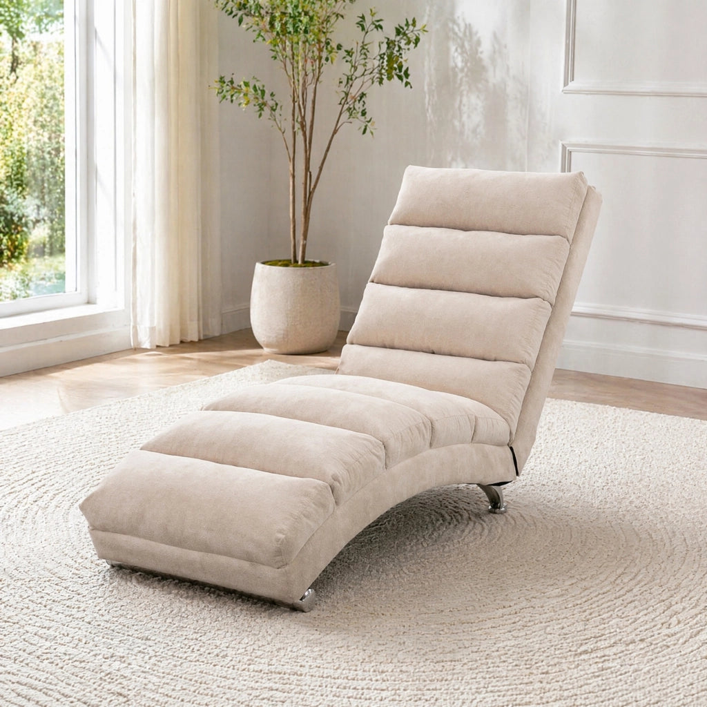 POLTRONA Massaggiante con vibrazione 55x148x84 cm Lino Beige