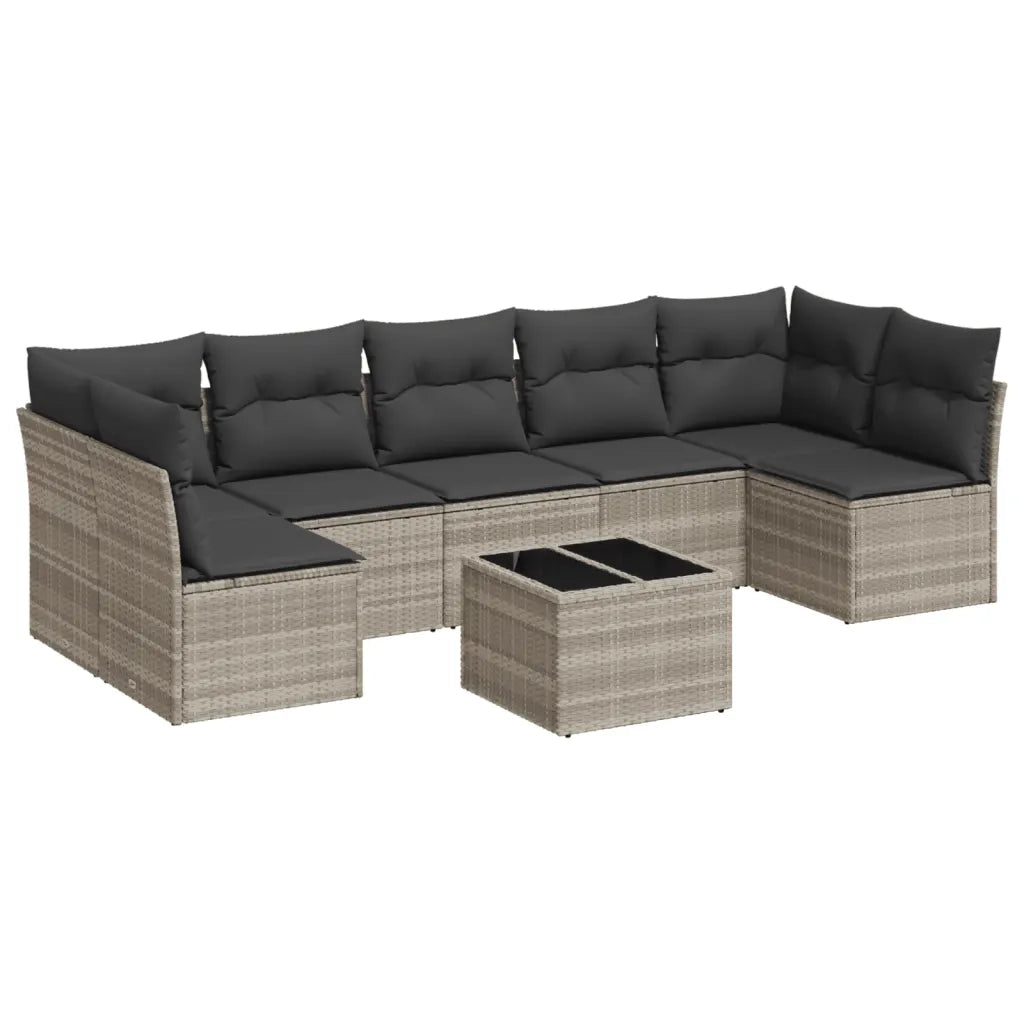 Set Divano da Giardino 8pz con Cuscini Grigio Chiaro Polyrattan 3249281